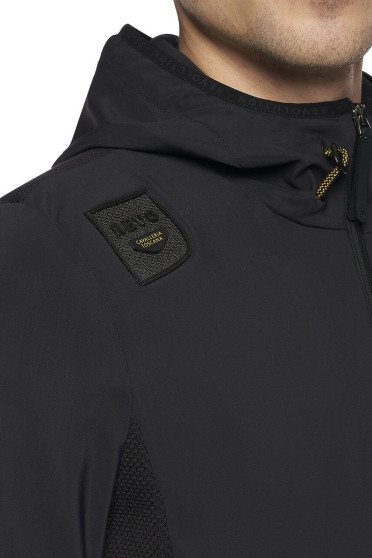 R-EVO Jersey + Tech Knit Hooded Men's Softshell Jacket Black R-EVO Jersey + Tech Knit Hooded Men's Softshell Jacket Black