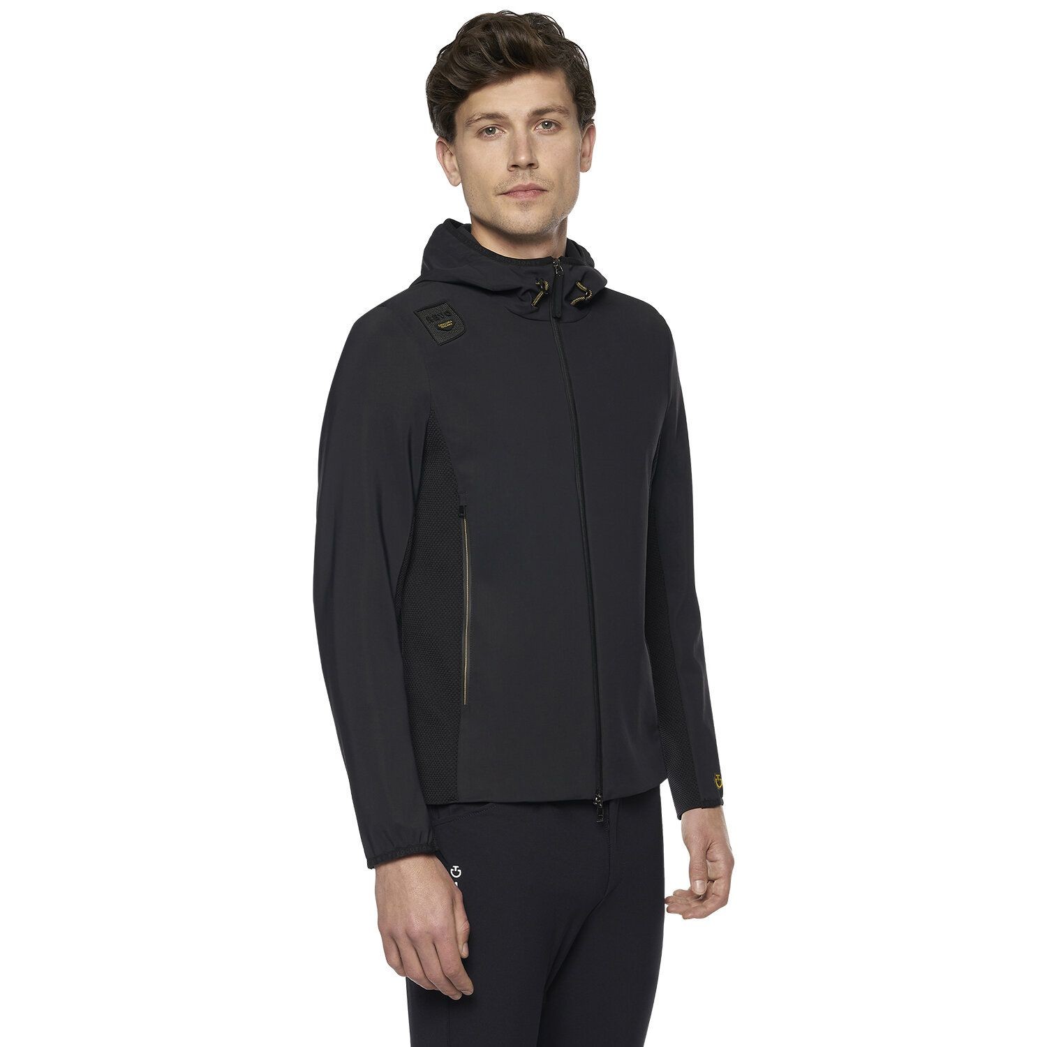 R-EVO Jersey + Tech Knit Hooded Men's Softshell Jacket Black R-EVO Jersey + Tech Knit Hooded Men's Softshell Jacket Black