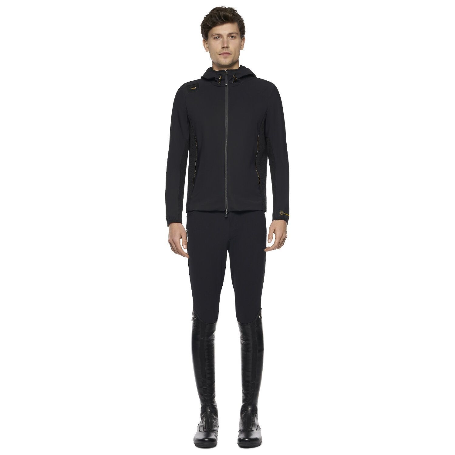 R-EVO Jersey + Tech Knit Hooded Men's Softshell Jacket Black R-EVO Jersey + Tech Knit Hooded Men's Softshell Jacket Black