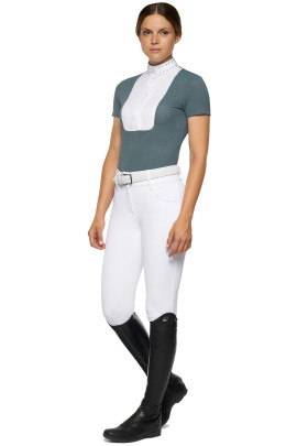 Micro Sequins Half Zip Competition Polo Green Cavalleria Toscana