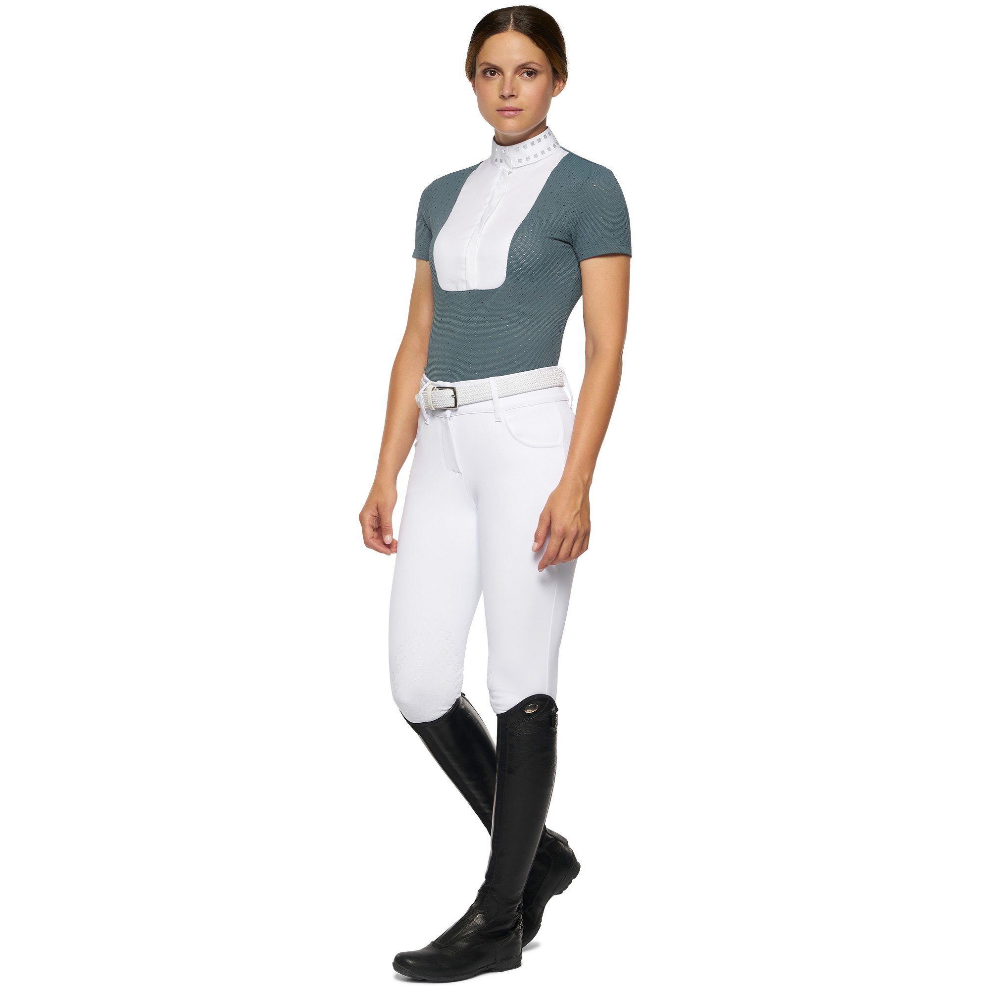 Micro Sequins Half Zip Competition Polo Green Cavalleria Toscana Micro Sequins Half Zip Competition Polo Green Cavalleria Toscana