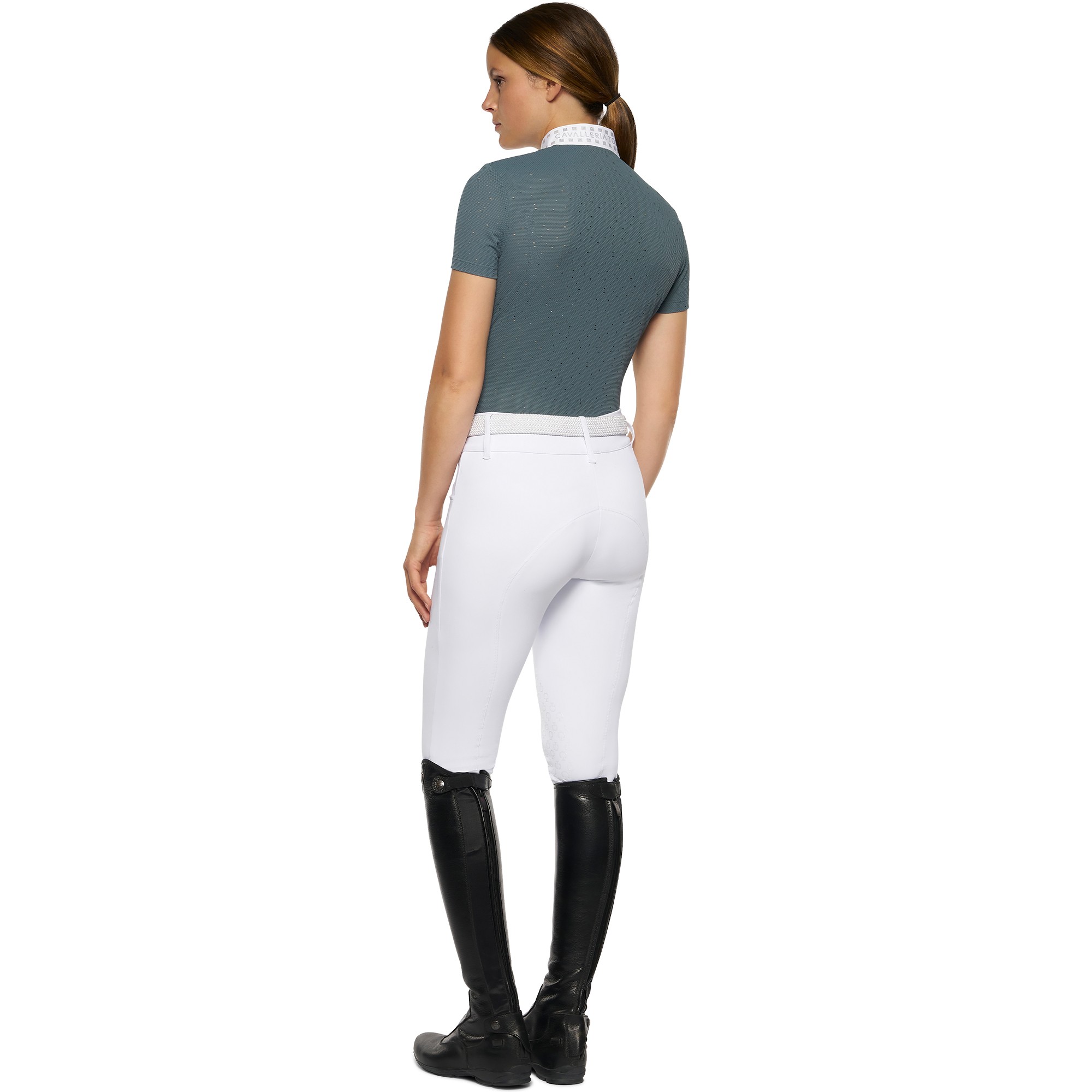 Micro Sequins Half Zip Competition Polo Green Cavalleria Toscana Micro Sequins Half Zip Competition Polo Green Cavalleria Toscana