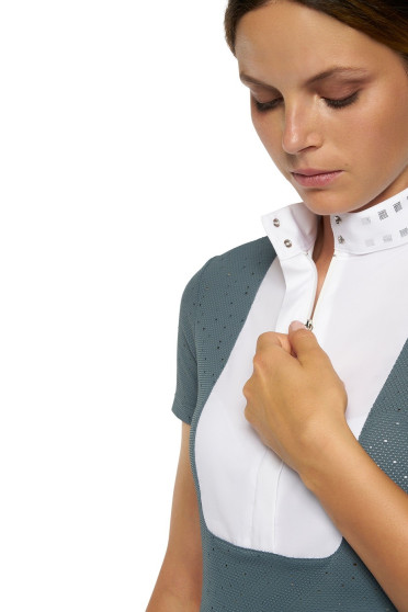 Micro Sequins Half Zip Competition Polo Green Cavalleria Toscana Micro Sequins Half Zip Competition Polo Green Cavalleria Toscana