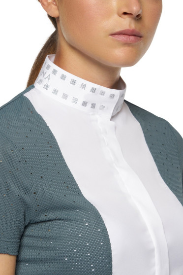 Micro Sequins Half Zip Competition Polo Green Cavalleria Toscana Micro Sequins Half Zip Competition Polo Green Cavalleria Toscana