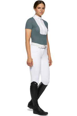 Micro Sequins Half Zip Competition Polo Green Cavalleria Toscana Micro Sequins Half Zip Competition Polo Green Cavalleria Toscana