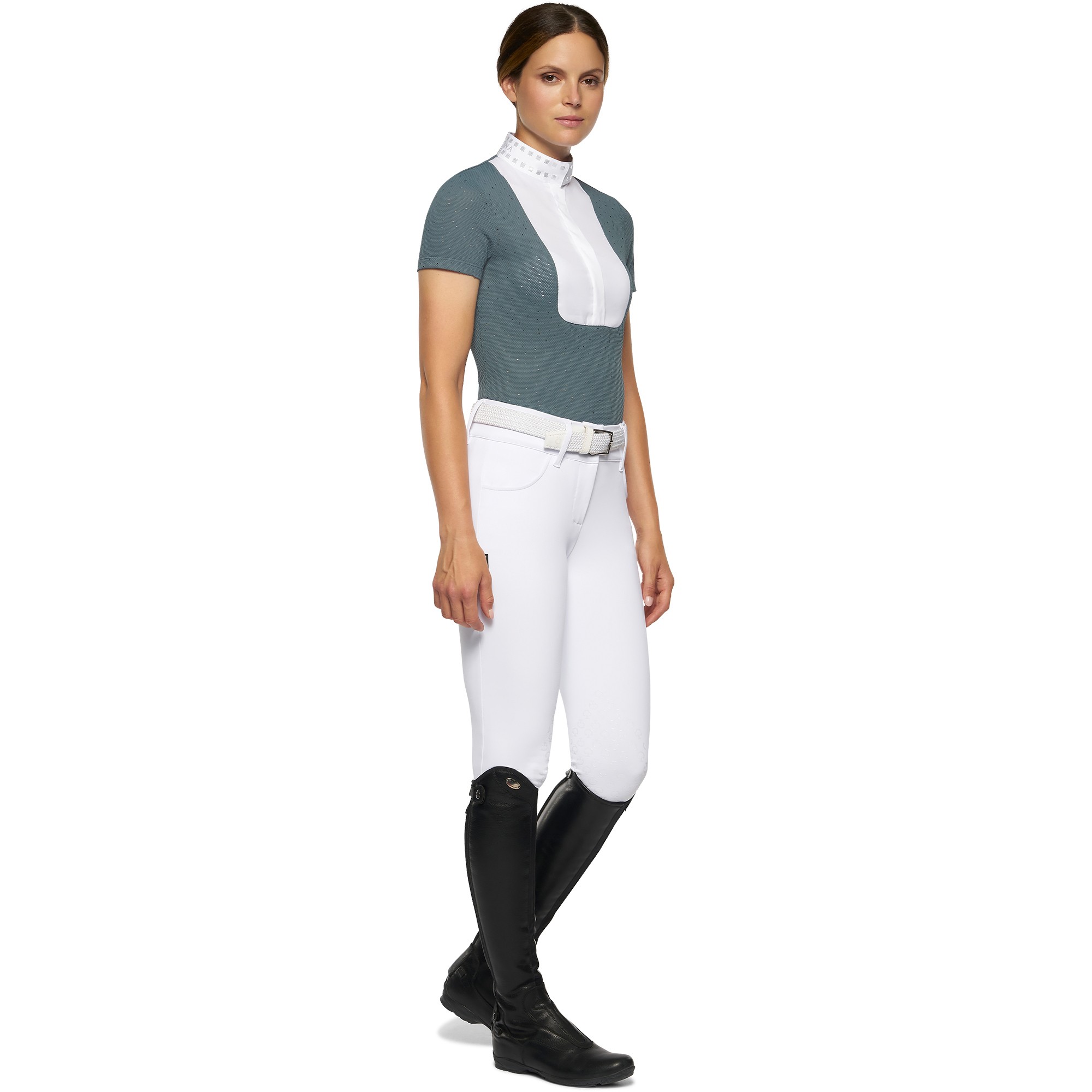 Micro Sequins Half Zip Competition Polo Green Cavalleria Toscana Micro Sequins Half Zip Competition Polo Green Cavalleria Toscana