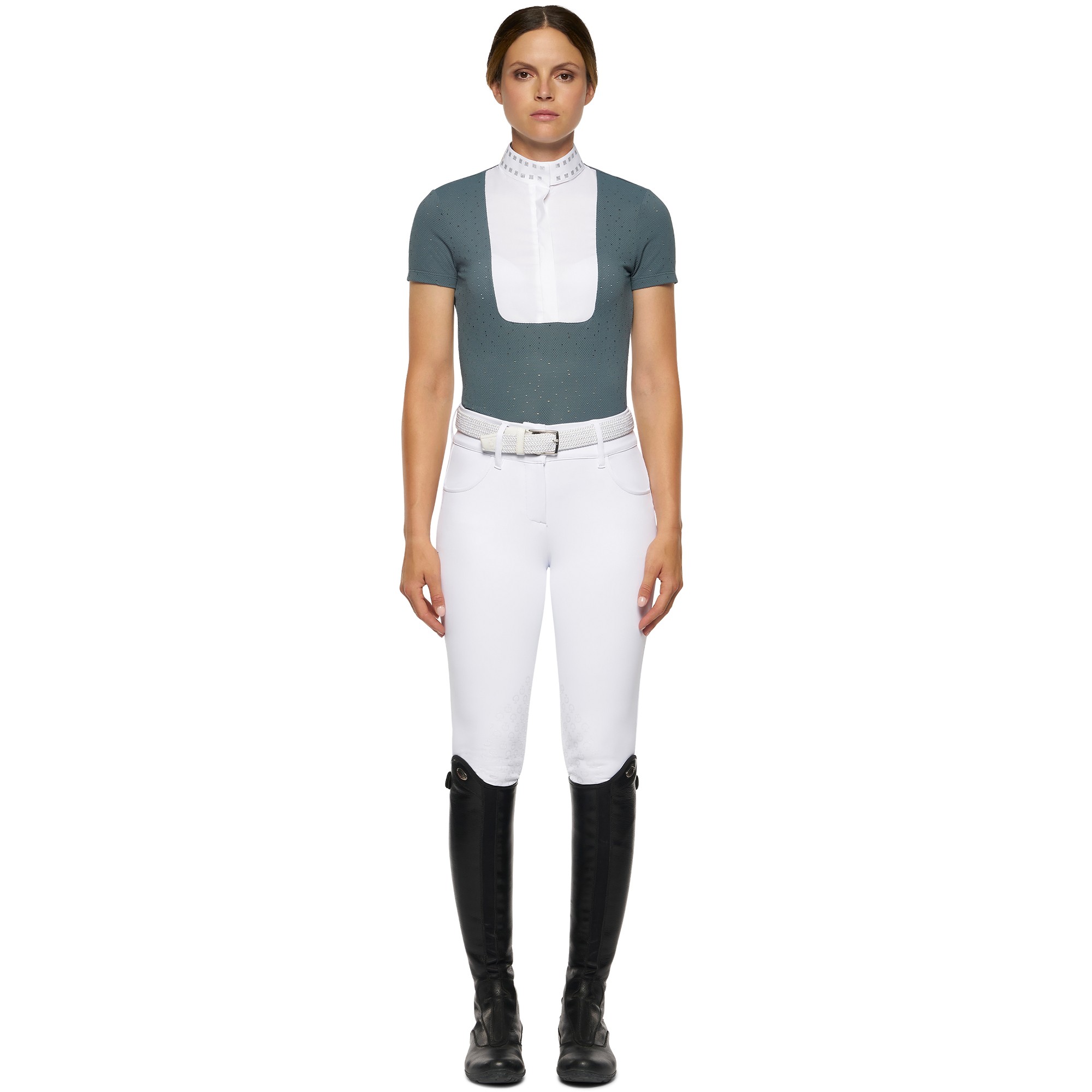 Micro Sequins Half Zip Competition Polo Green Cavalleria Toscana Micro Sequins Half Zip Competition Polo Green Cavalleria Toscana