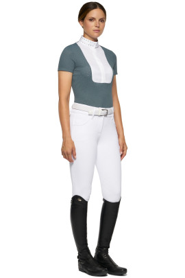 Micro Sequins Half Zip Competition Polo Green Cavalleria Toscana Micro Sequins Half Zip Competition Polo Green Cavalleria Toscana