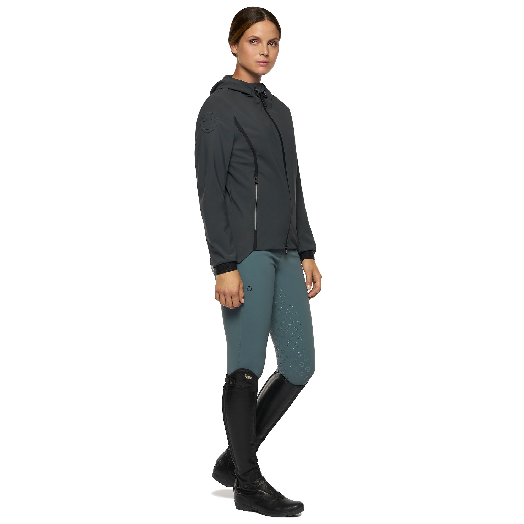 Jersey Wind Resistant Hooded Softshell Jacket Grey Cavalleria Toscana