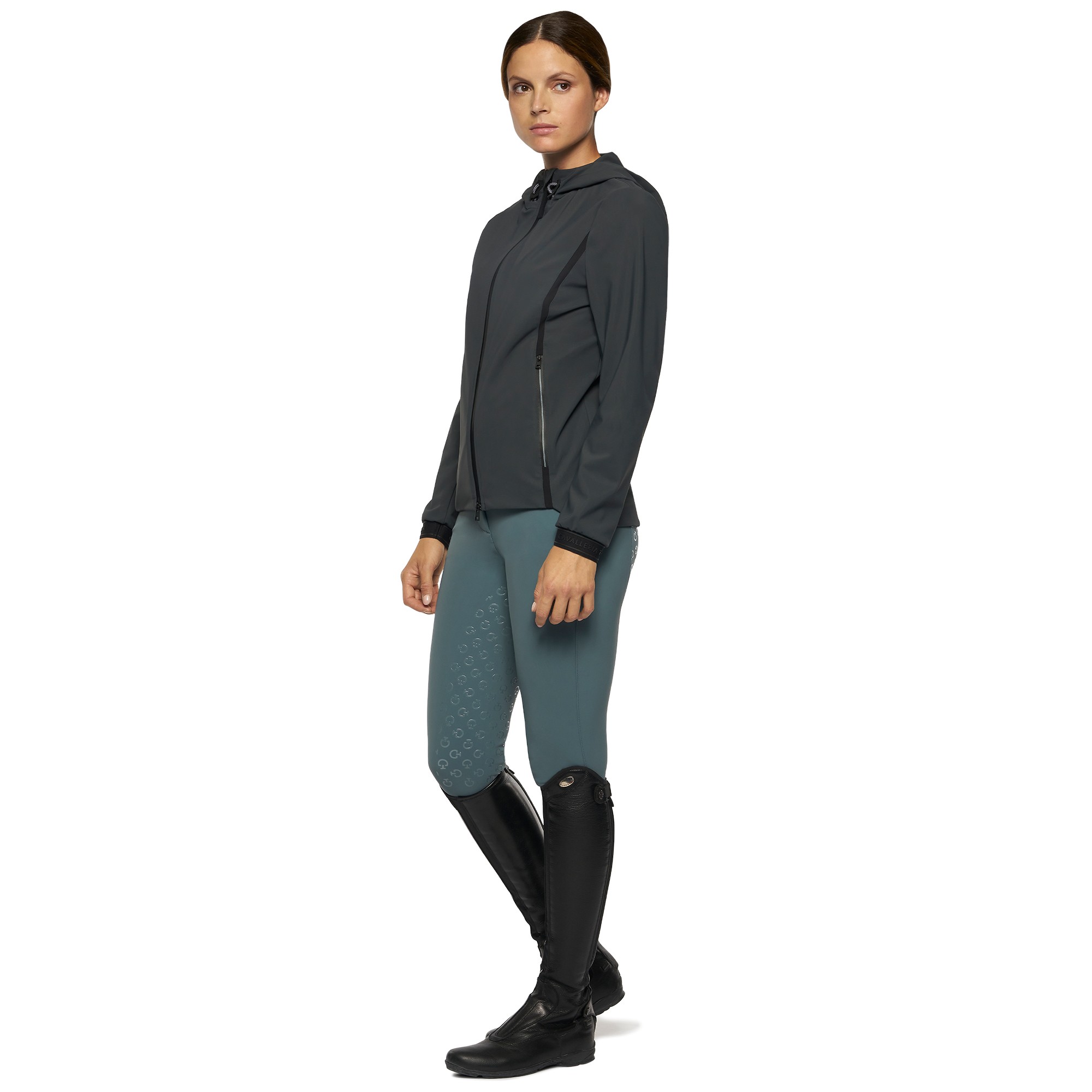 Jersey Wind Resistant Hooded Softshell Jacket Grey Cavalleria Toscana