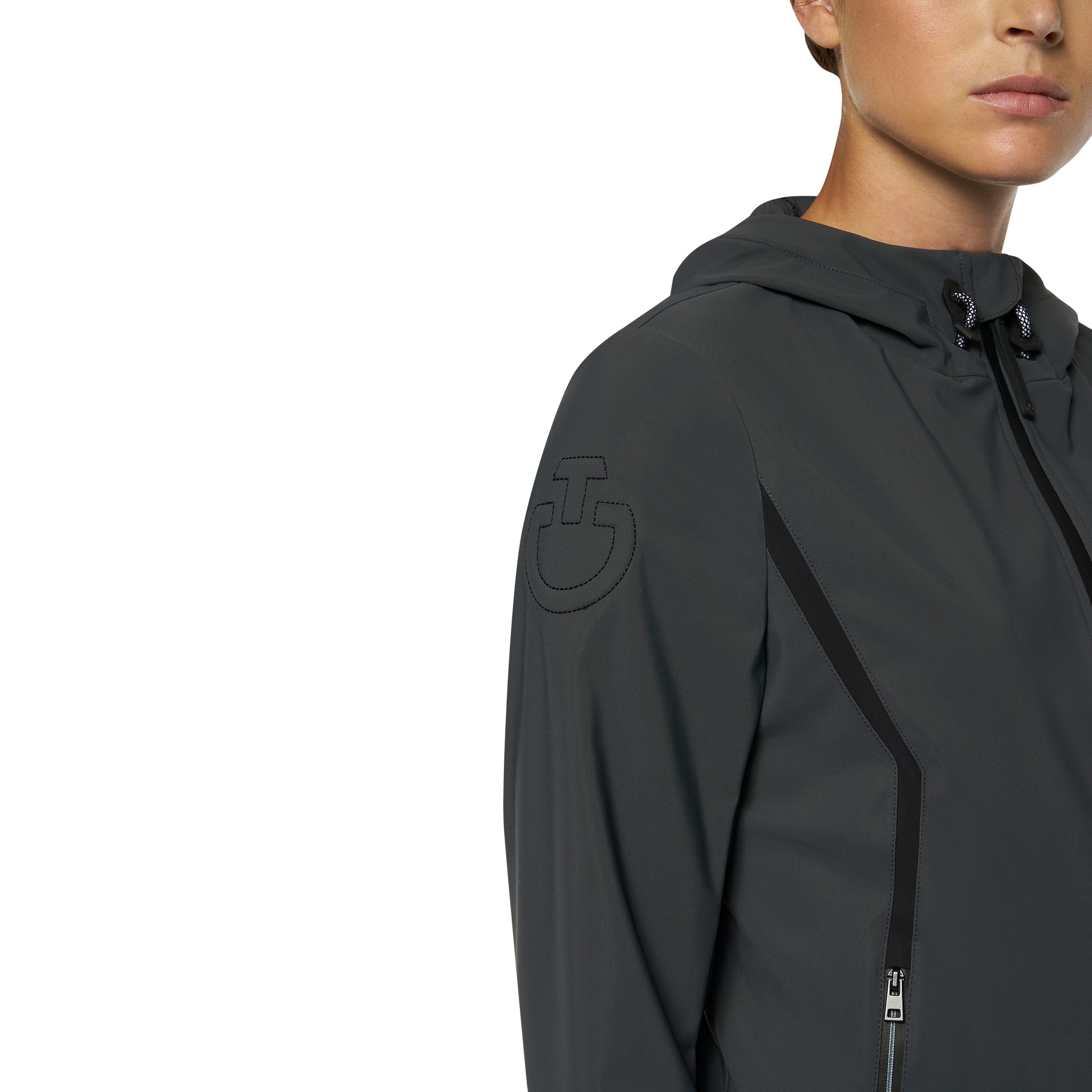 Jersey Wind Resistant Hooded Softshell Jacket Grey Cavalleria Toscana