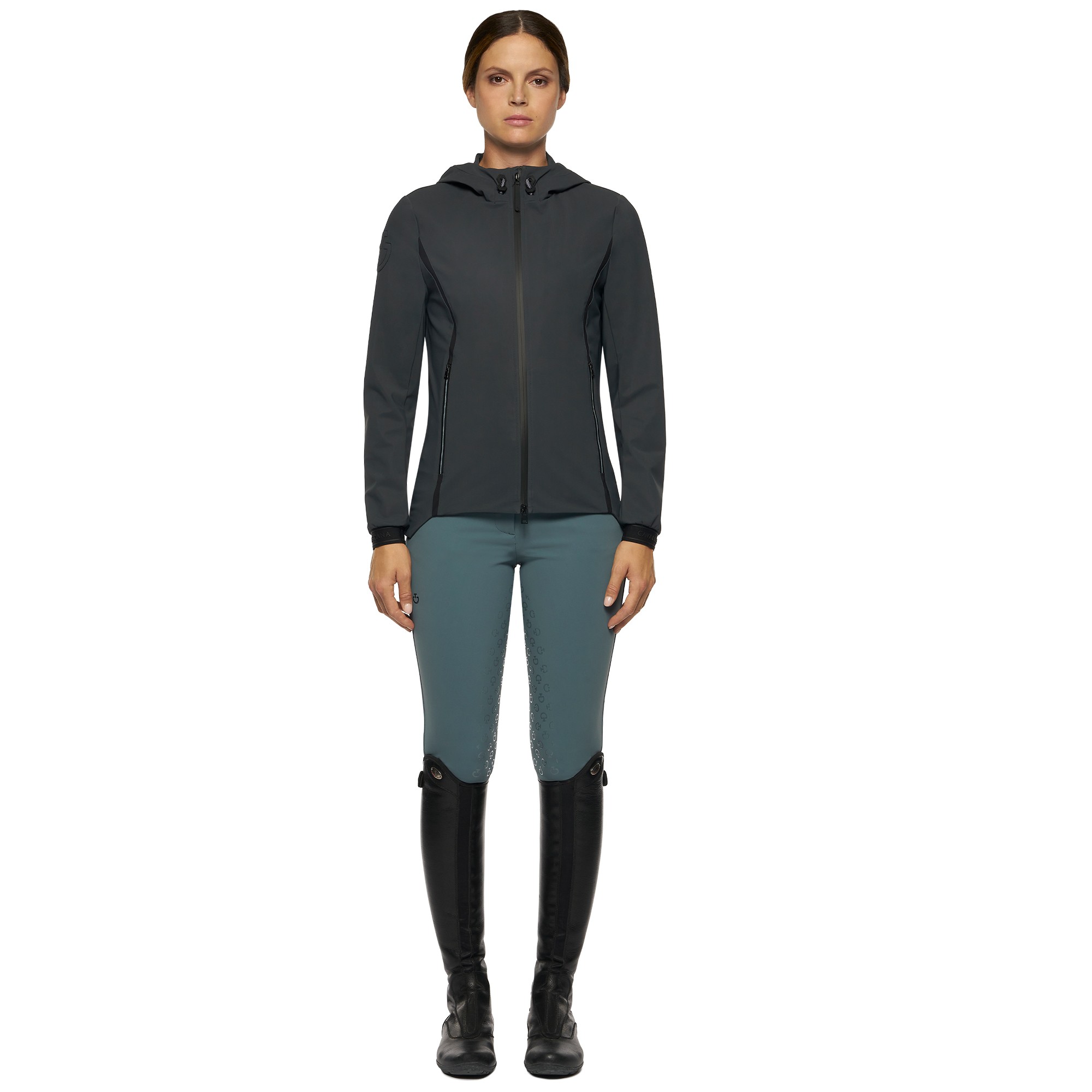 Jersey Wind Resistant Hooded Softshell Jacket Grey Cavalleria Toscana