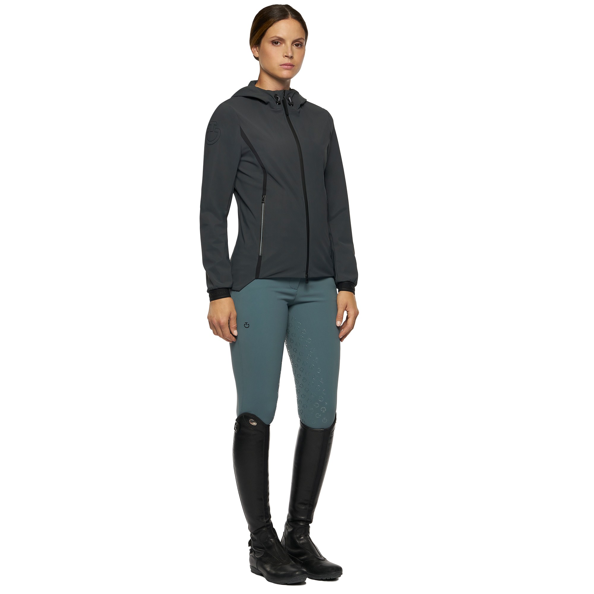 Jersey Wind Resistant Hooded Softshell Jacket Grey Cavalleria Toscana