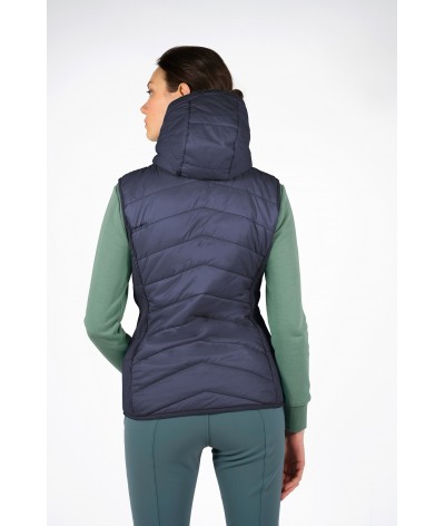 EFOFEI Women Zip Up Jacket Padded Softshell Gilet Button Quilted Vests Slim Fit Mid Long Gilet