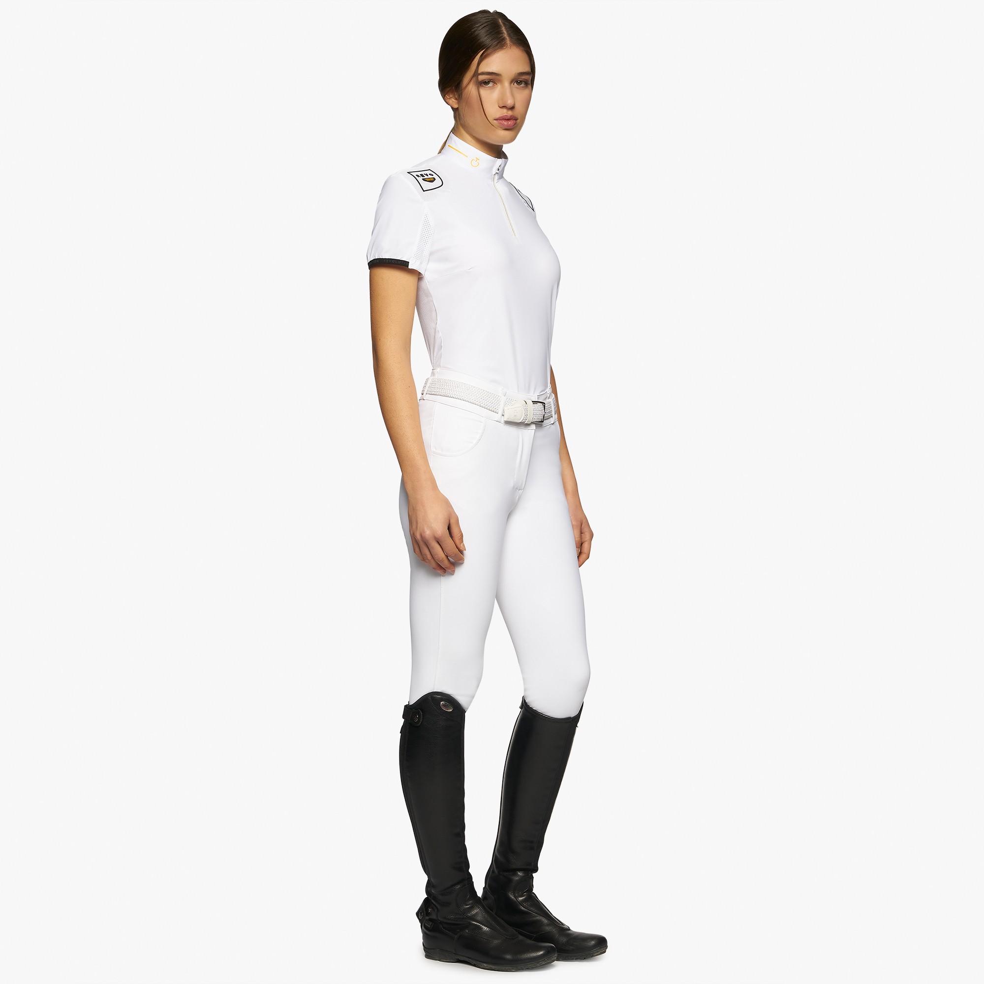 R-EVO Epaulet S/S Zip Competition Polo White R-EVO Epaulet S/S Zip Competition Polo White