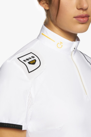 R-EVO Epaulet S/S Zip Competition Polo White R-EVO Epaulet S/S Zip Competition Polo White