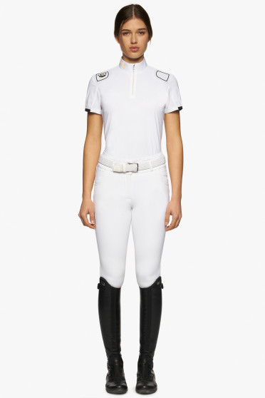 R-EVO Epaulet S/S Zip Competition Polo White R-EVO Epaulet S/S Zip Competition Polo White