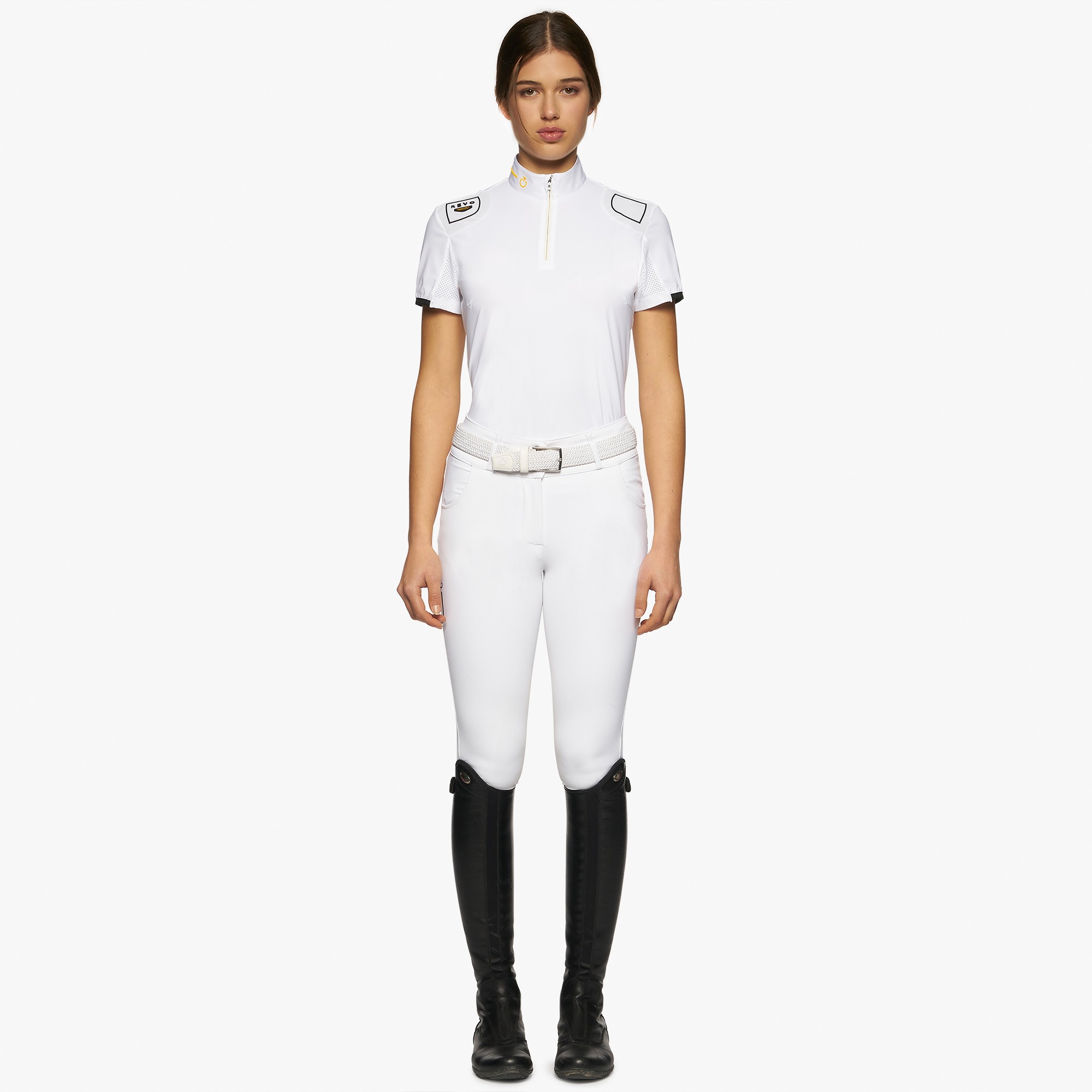 R-EVO Epaulet S/S Zip Competition Polo White R-EVO Epaulet S/S Zip Competition Polo White