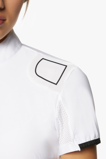 R-EVO Epaulet S/S Zip Competition Polo White R-EVO Epaulet S/S Zip Competition Polo White