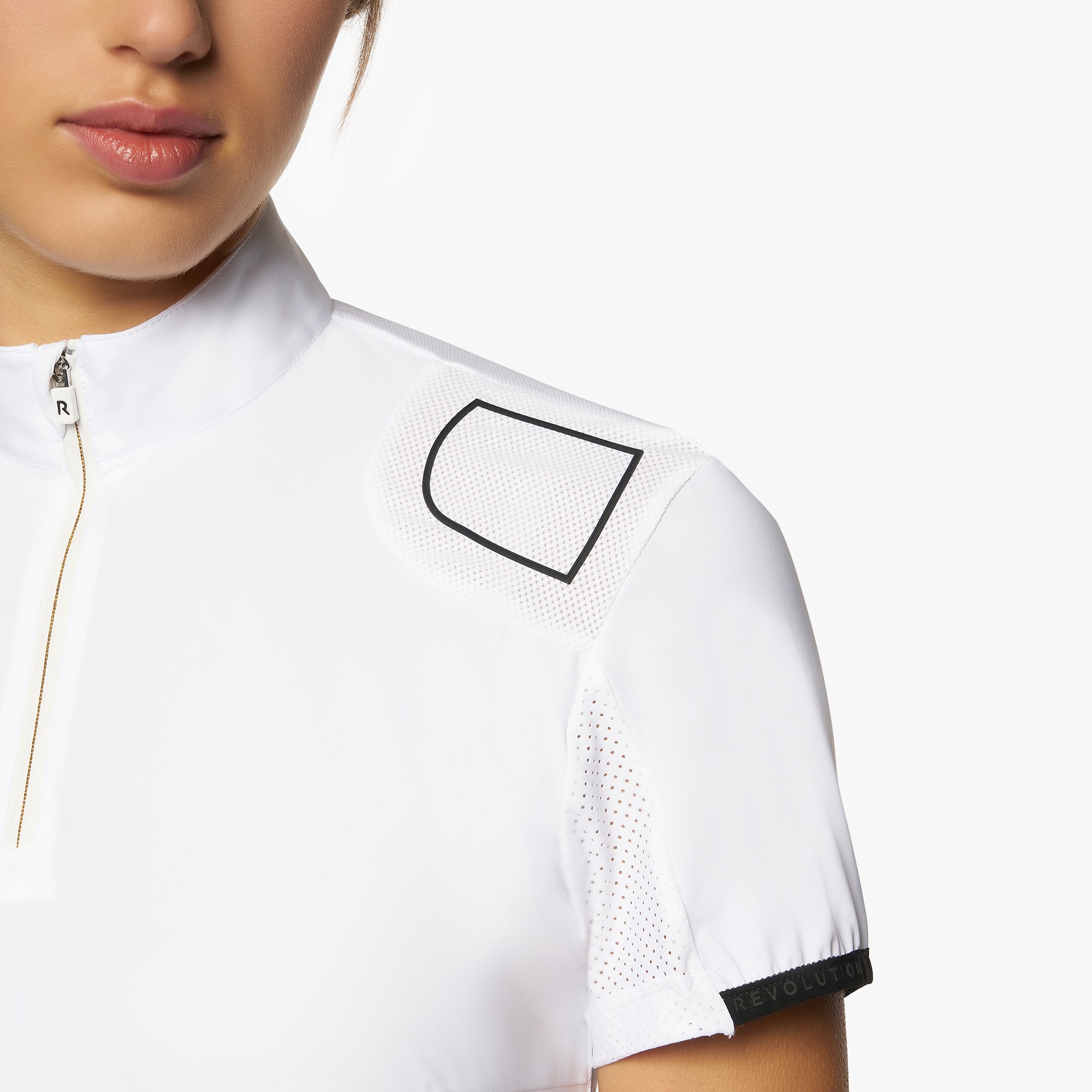 R-EVO Epaulet S/S Zip Competition Polo White R-EVO Epaulet S/S Zip Competition Polo White