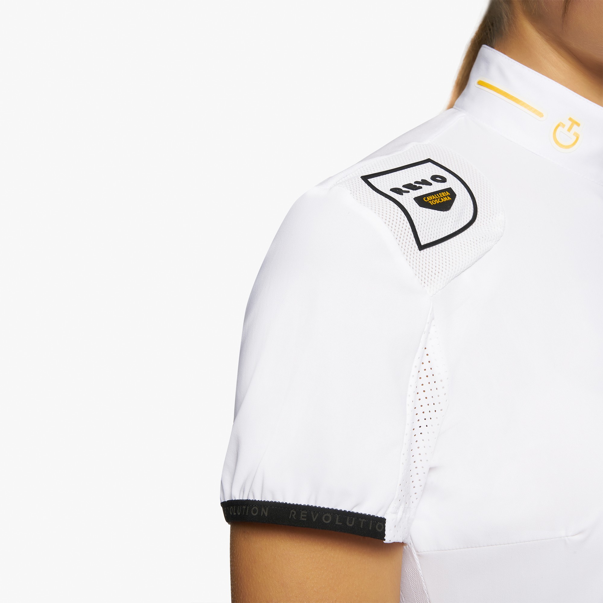 R-EVO Epaulet S/S Zip Competition Polo White R-EVO Epaulet S/S Zip Competition Polo White