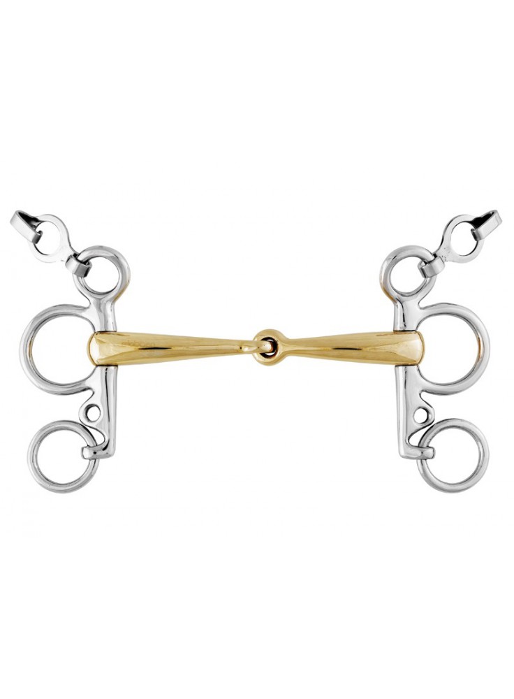 Pelham Horse Bit Double Jointed With German Silver And Stainless Steel 