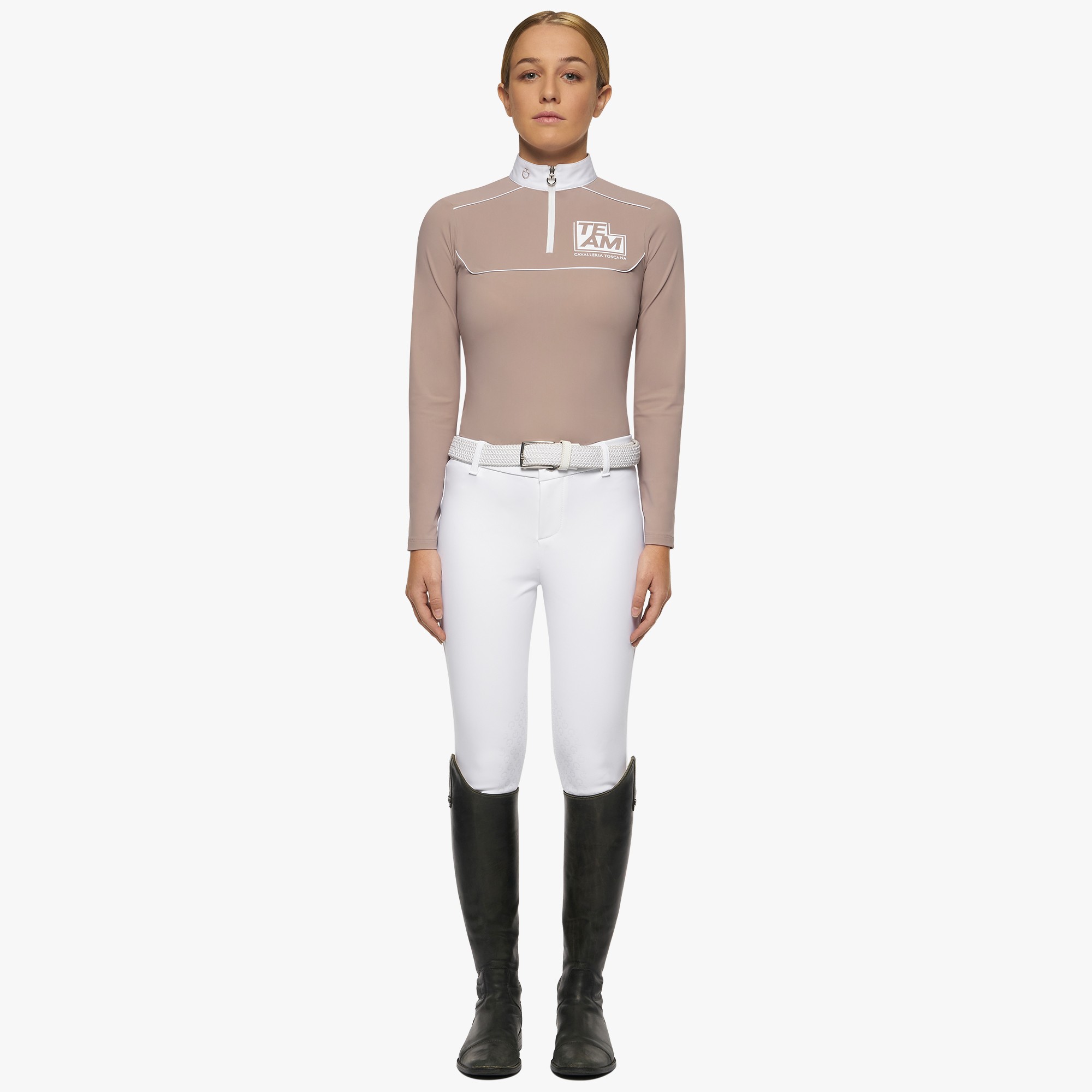 CT Team Daytona Jersey L/S Zip Wedstrijdshirt Beige Cavalleria Toscana CT Team Daytona Jersey L/S Zip Wedstrijdshirt Beige Cavalleria Toscana