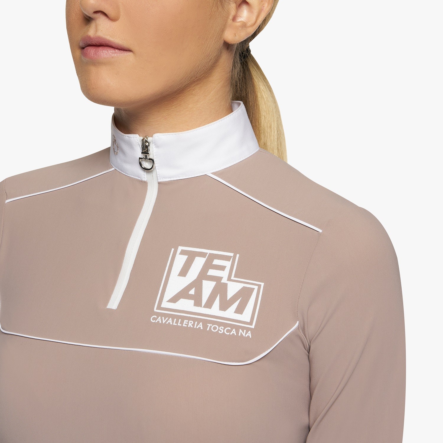 CT Team Daytona Jersey L/S Zip Wedstrijdshirt Beige Cavalleria Toscana CT Team Daytona Jersey L/S Zip Wedstrijdshirt Beige Cavalleria Toscana