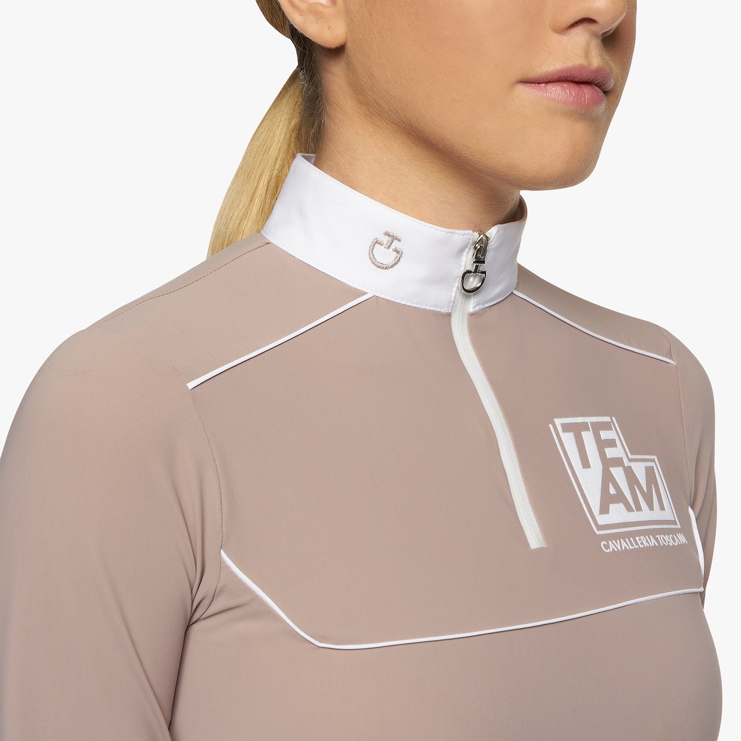CT Team Daytona Jersey L/S Zip Wedstrijdshirt Beige Cavalleria Toscana CT Team Daytona Jersey L/S Zip Wedstrijdshirt Beige Cavalleria Toscana