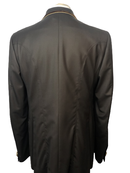 J van D Men's Competition Jacket Brown with Brown/Gold Piping J van D Men's Competition Jacket Brown with Brown/Gold Piping