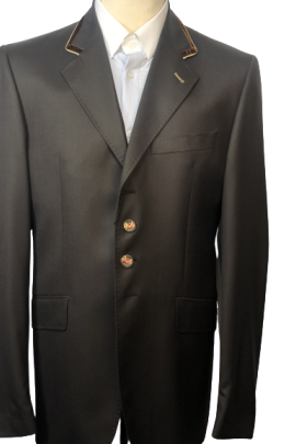 J van D Men's Competition Jacket Brown with Brown/Gold Piping