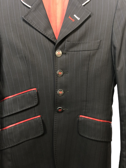 J van D Competition Jacket Stripe Black/Blue With Red/Silver Piping J van D Competition Jacket Stripe Black/Blue With Red/Silver Piping