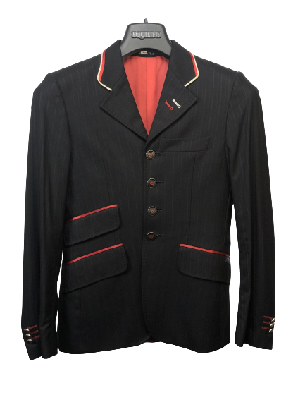 J van D Competition Jacket Stripe Black/Blue With Red/Silver Piping J van D Competition Jacket Stripe Black/Blue With Red/Silver Piping