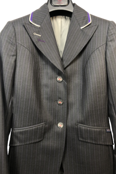J van D Competition Jacket Grey With Purple/Silver Piping J van D Competition Jacket Grey With Purple/Silver Piping