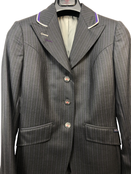 J van D Competition Jacket Grey With Purple/Silver Piping J van D Competition Jacket Grey With Purple/Silver Piping