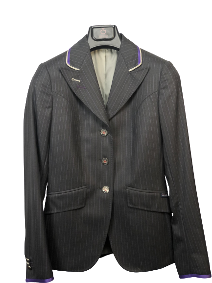 J van D Competition Jacket Grey With Purple/Silver Piping J van D Competition Jacket Grey With Purple/Silver Piping