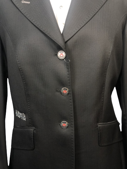 J van D Competition Jacket Black with Light Blue/Grey Piping J van D Competition Jacket Black with Light Blue/Grey Piping