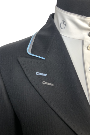 J van D Competition Jacket Black with Light Blue/Grey Piping J van D Competition Jacket Black with Light Blue/Grey Piping