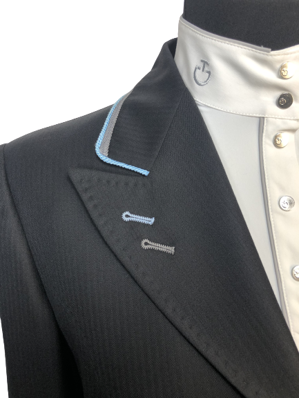 J van D Competition Jacket Black with Light Blue/Grey Piping J van D Competition Jacket Black with Light Blue/Grey Piping