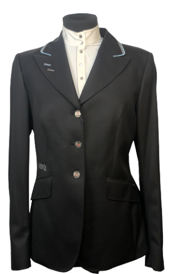 J van D Competition Jacket Black with Light Blue/Grey Piping J van D Competition Jacket Black with Light Blue/Grey Piping