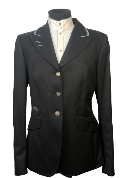 J van D Competition Jacket Black with Light Blue/Grey Piping J van D Competition Jacket Black with Light Blue/Grey Piping
