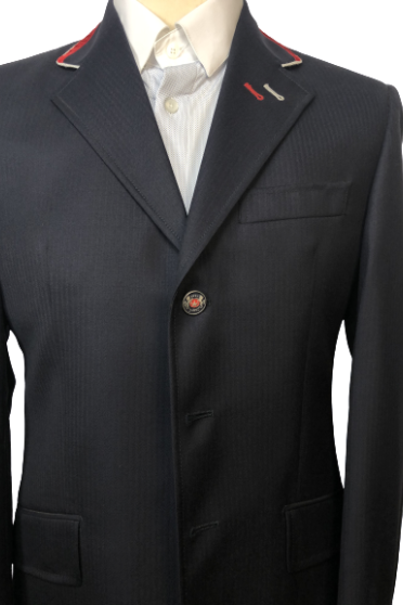 J van D Men's Competition Jacket Blue with Bordeaux/Silver Piping J van D Men's Competition Jacket Blue with Bordeaux/Silver Piping