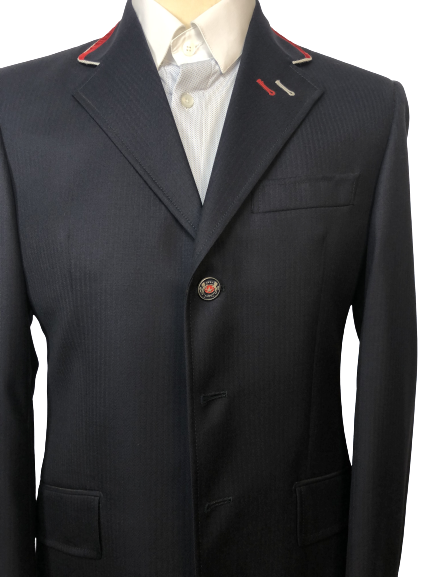 J van D Men's Competition Jacket Blue with Bordeaux/Silver Piping J van D Men's Competition Jacket Blue with Bordeaux/Silver Piping