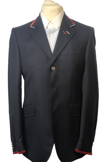 J van D Men's Competition Jacket Blue with Bordeaux/Silver Piping J van D Men's Competition Jacket Blue with Bordeaux/Silver Piping