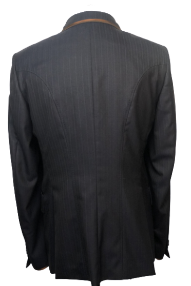 J van D Men's Competition Jacket Blue with Brown Piping J van D Men's Competition Jacket Blue with Brown Piping