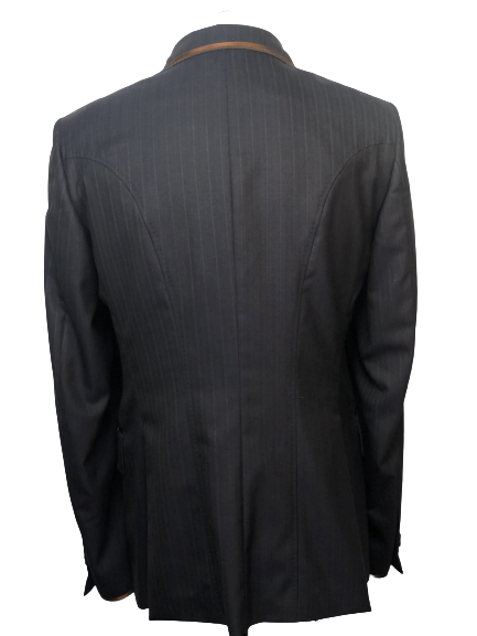 J van D Men's Competition Jacket Blue with Brown Piping J van D Men's Competition Jacket Blue with Brown Piping