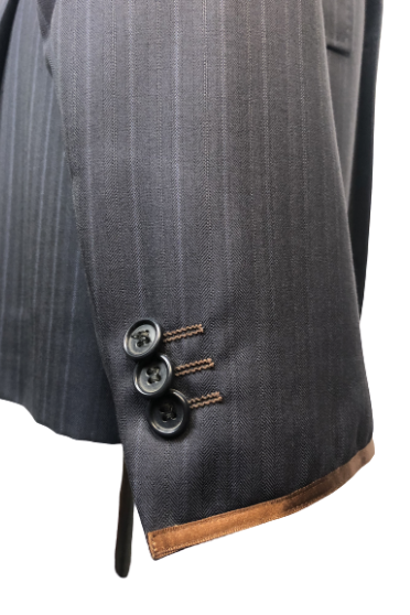 J van D Men's Competition Jacket Blue with Brown Piping J van D Men's Competition Jacket Blue with Brown Piping