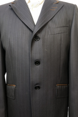 J van D Men's Competition Jacket Blue with Brown Piping J van D Men's Competition Jacket Blue with Brown Piping