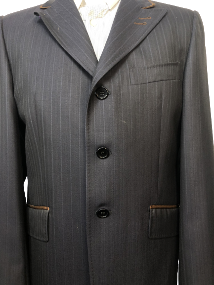 J van D Men's Competition Jacket Blue with Brown Piping J van D Men's Competition Jacket Blue with Brown Piping