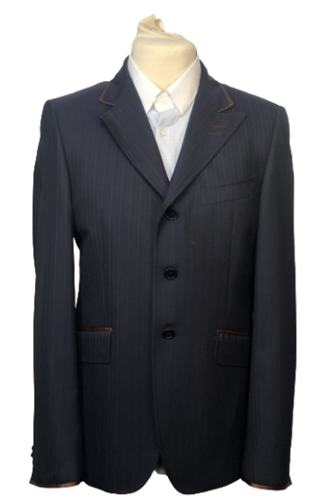 J van D Men's Competition Jacket Blue with Brown Piping J van D Men's Competition Jacket Blue with Brown Piping